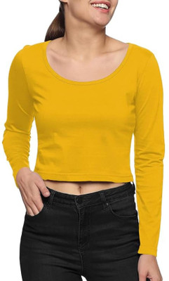 THE BLAZZE Casual Solid Women Yellow Top