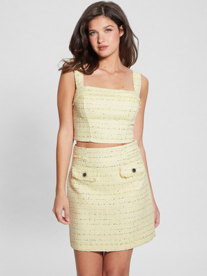 GUESS Casual Embellished Women Beige Top