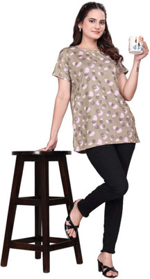 aiiroxin Printed Women Round Neck Multicolor T-Shirt