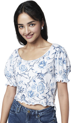 YU by Pantaloons Casual Printed Women White Top