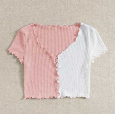 RKK COLLECTIONS Casual Color Block Women Pink, White Top