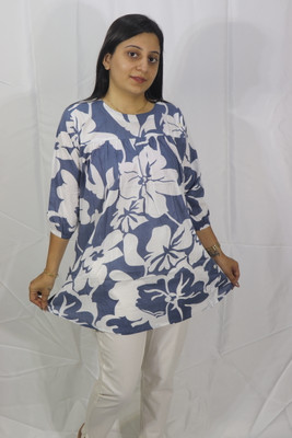 RBTP Casual Animal Print Women Blue Top