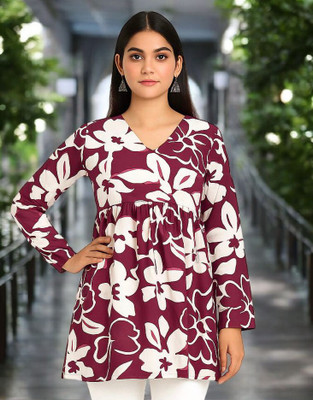 noyes Casual Printed Women Maroon Top