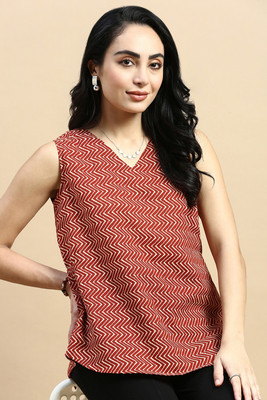 De Moza Casual Printed Women Brown Top