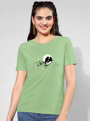 ZentWorld Casual Printed Women Light Green Top