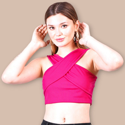 Styvibe Casual Solid Women Pink Top