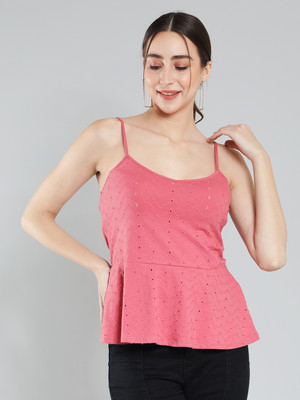 Aditi Wasan Party Solid Women Pink Top