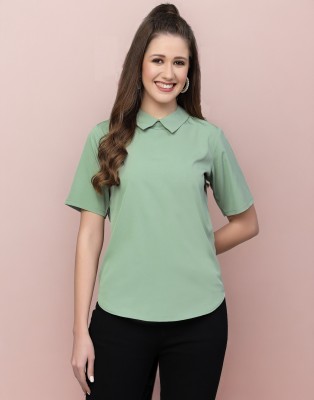 Selvia Formal Solid Women Light Green Top