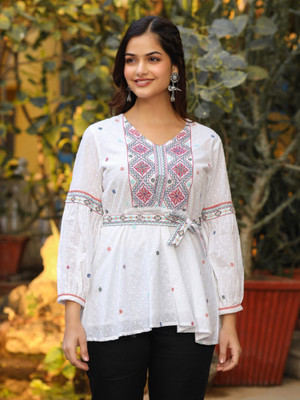 Juniper Casual Embroidered Women Multicolor Top