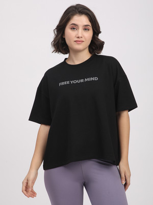 R&B Casual Graphic Print Women Black Top