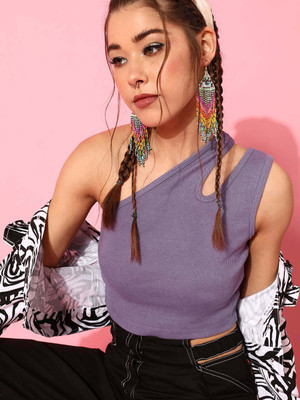 STREET9 Casual Self Design Women Purple Top