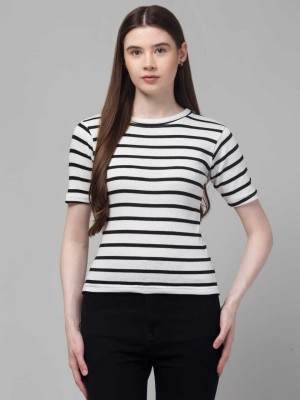 Western Darji Casual Striped Women White, Black Top