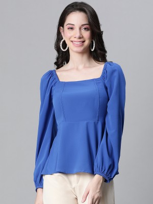 OXOLLOXO Casual Solid Women Blue Top