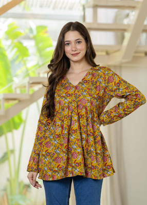 ANEKYA Casual Floral Print Women Yellow Top