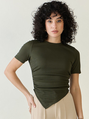 AAYU Casual Solid Women Green Top