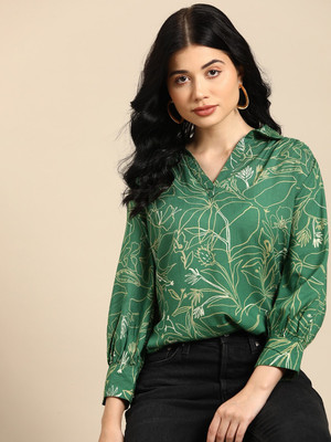 all about you Casual Printed Women Green, Yellow, White Top