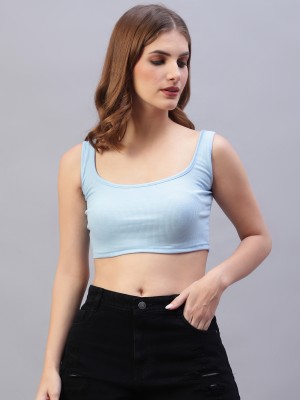 Ayvina Casual Self Design Women Light Blue Top