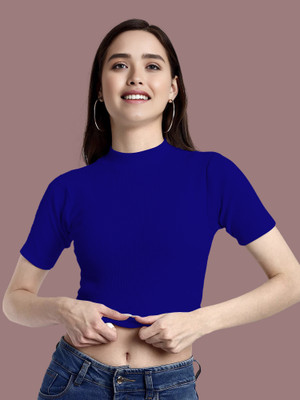 Dream Beauty Fashion Casual Solid Women Blue Top