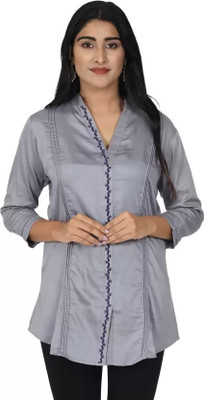 Kalakaari Casual Solid Women Grey Top