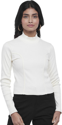PEOPLE Casual Solid Women White Top