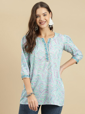 Janakdulari fashion Formal Floral Print Women Light Blue Top