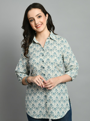 Meesan Casual Printed Women Blue Top