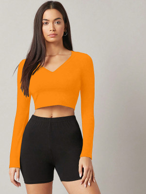 Aahwan Casual Solid Women Yellow Top