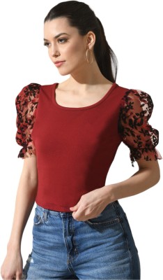 SAKSHI TRADER Casual Self Design Women Maroon Top