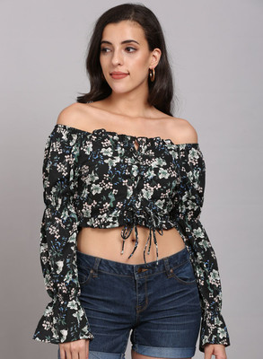 OTTAVIA Party Printed Women Black Top