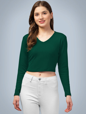 Maheshvi Casual Solid Women Dark Green Top