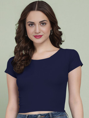 Kashonaa Casual Solid Women Dark Blue Top
