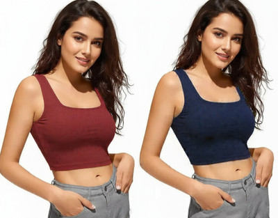 Blueribon Casual Solid Women Blue, Maroon Top