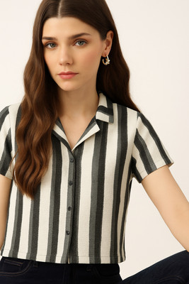 Avisha Casual Striped Women Grey Top