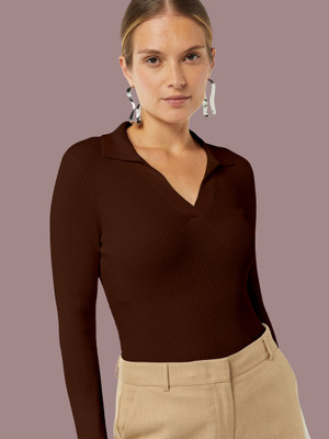 Kashonaa Casual Self Design Women Brown Top