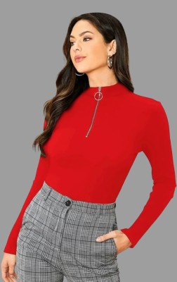 Trend Level Casual Solid Women Red Top