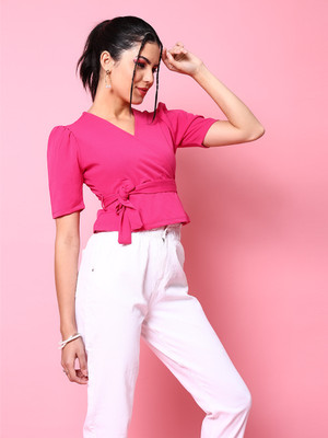 Freehand by The Indian Garage Co. Casual Solid Women Pink Top