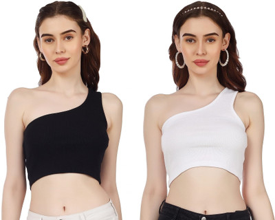 PINOVO Casual Solid Women White, Black Top