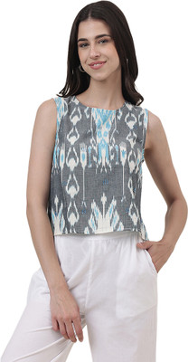 Fabindia Casual Printed Women Blue Top