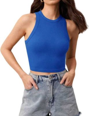 TrendyAura Casual Solid Women Blue Top