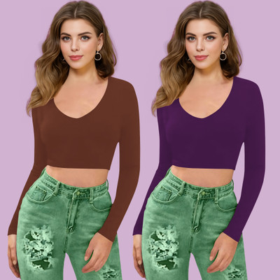 Dream Beauty Fashion Casual Solid Women Purple Top