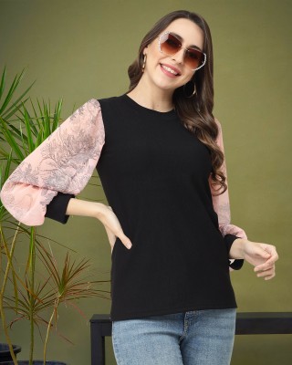 METRONAUT Casual Solid Women Black, Grey, Pink Top