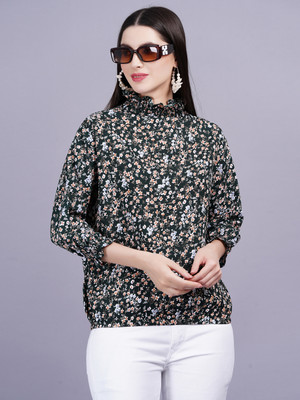 JC4U Casual Printed Women Green Top