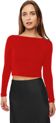 THE BLAZZE Casual Solid Women Red Top