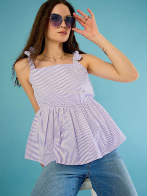 CORSICA Casual Striped Women Purple Top