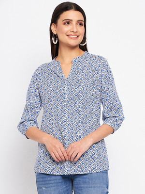 DUKE Casual Printed Women White, Blue, Black Top