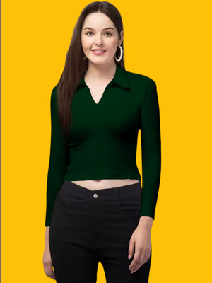 Maheshvi Casual Solid Women Dark Green Top