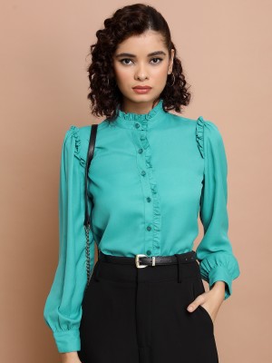 Tokyo Talkies Casual Solid Women Green Top