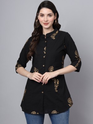 DIVENA Women Printed Casual Black Shirt