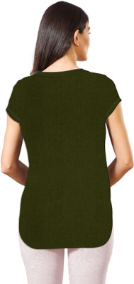 THE BLAZZE Casual Solid Women Dark Green Top