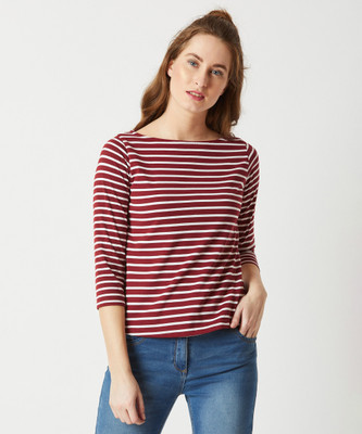 Miss Chase Casual Regular Sleeve Striped Women Multicolor Top